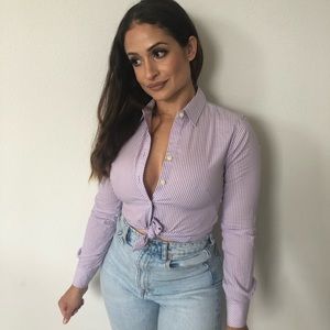 Banana Republic White/Purple Striped Button Down
